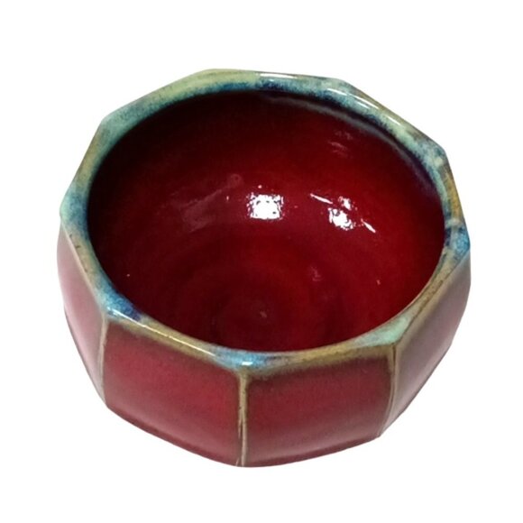 Handcrafted 9-Sided Earthenware Bowl Planter Candy Knick-Knacks - Picture 4 of 7